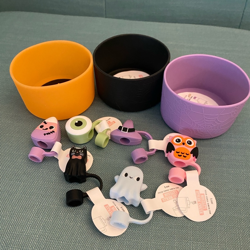 Target Halloween Stanley Accessories - 3 Boots and 6 Straw Toppers full set